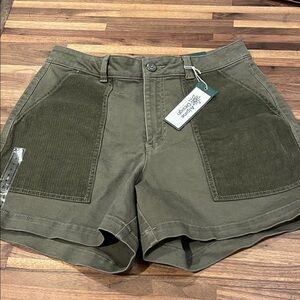 Alpine Design Olive Green Utility Shorts with Corduroy Panels